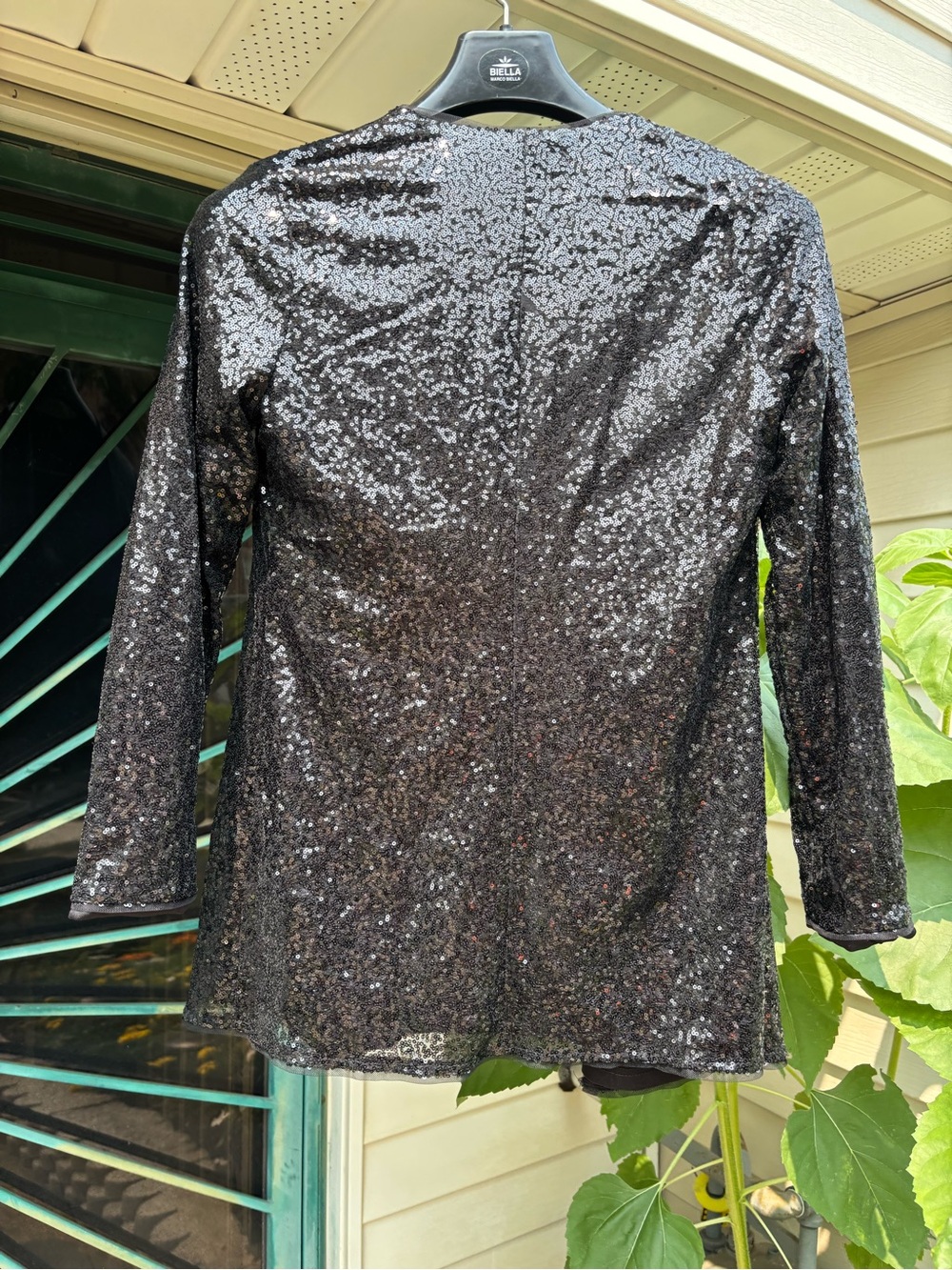 Kancy Kole Black Sequin Open-Front Blazer Jacket - Picture 4 of 4